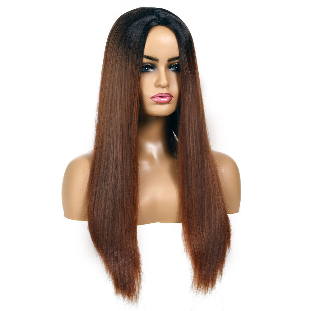 Women's Chemical Fiber Hair Wigs For Long Straight Dyed Hair