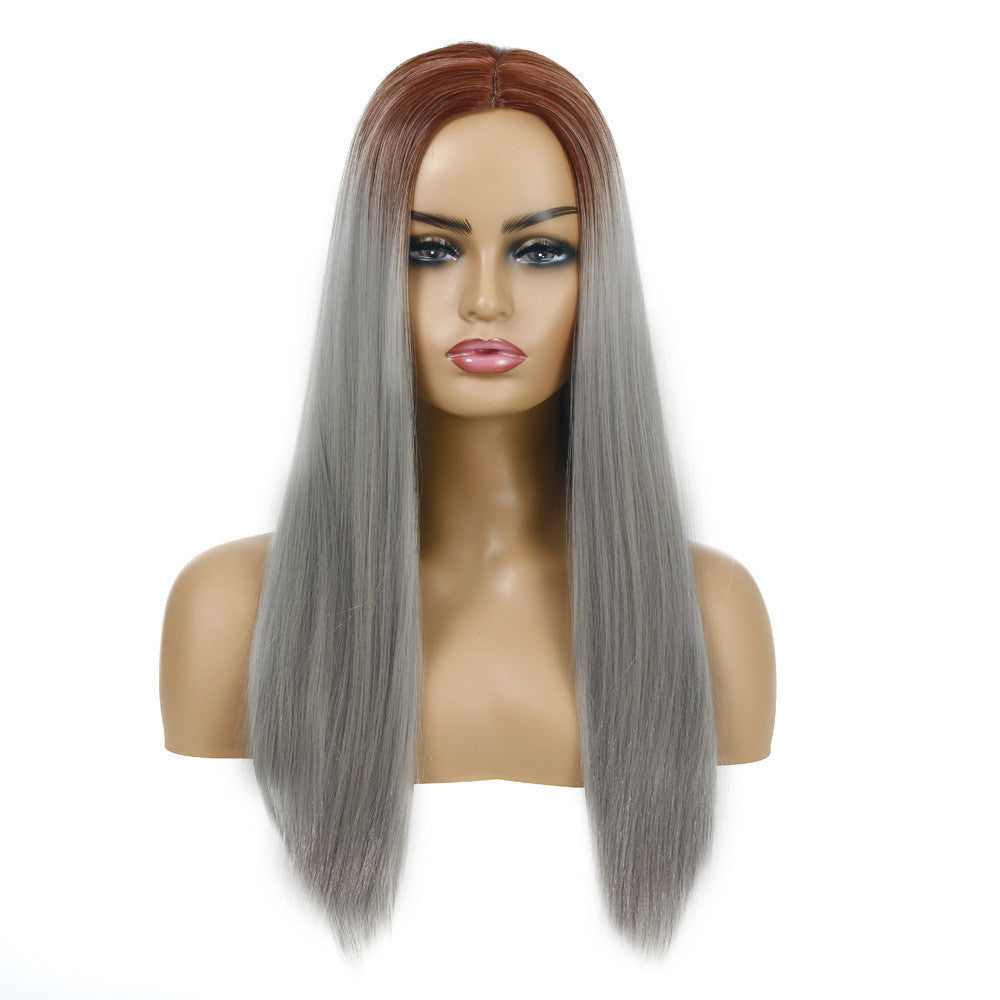 Women's Chemical Fiber Hair Wigs For Long Straight Dyed Hair