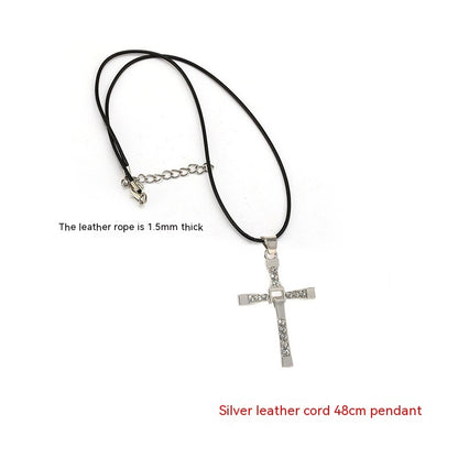 Cross-shape Necklace With Rhinestones Jewelry Men And Women