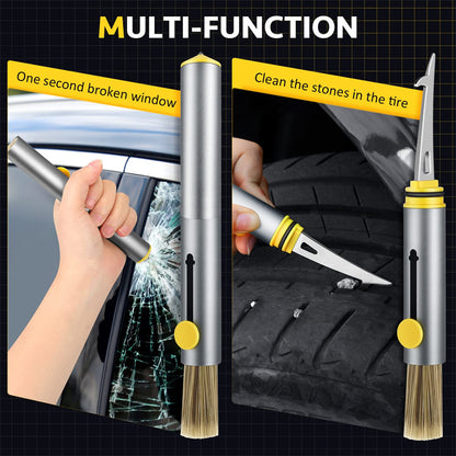 Multifunctional Car Cleaning Kit Car Detailing Brush Window Breaker Tire Cleaning Hook Cleaner Air Vent Cleaning Tools Car Accessories