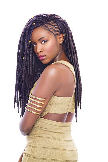 African black solid braided chemical fiber wig